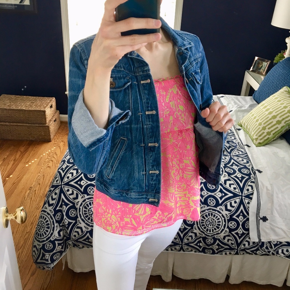 Lilly Pulitzer Silk Scalloped Strapless Top